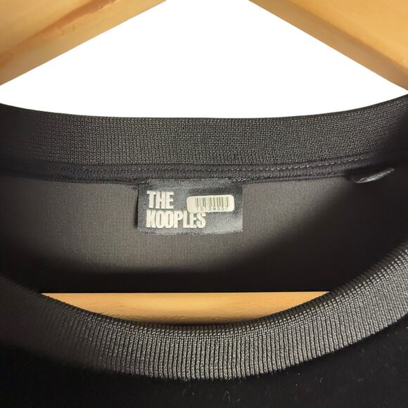 The Kooples Black Velvet Short Sleeve Ruched Crewneck Mini Dress Size Medium - Picture 7 of 13